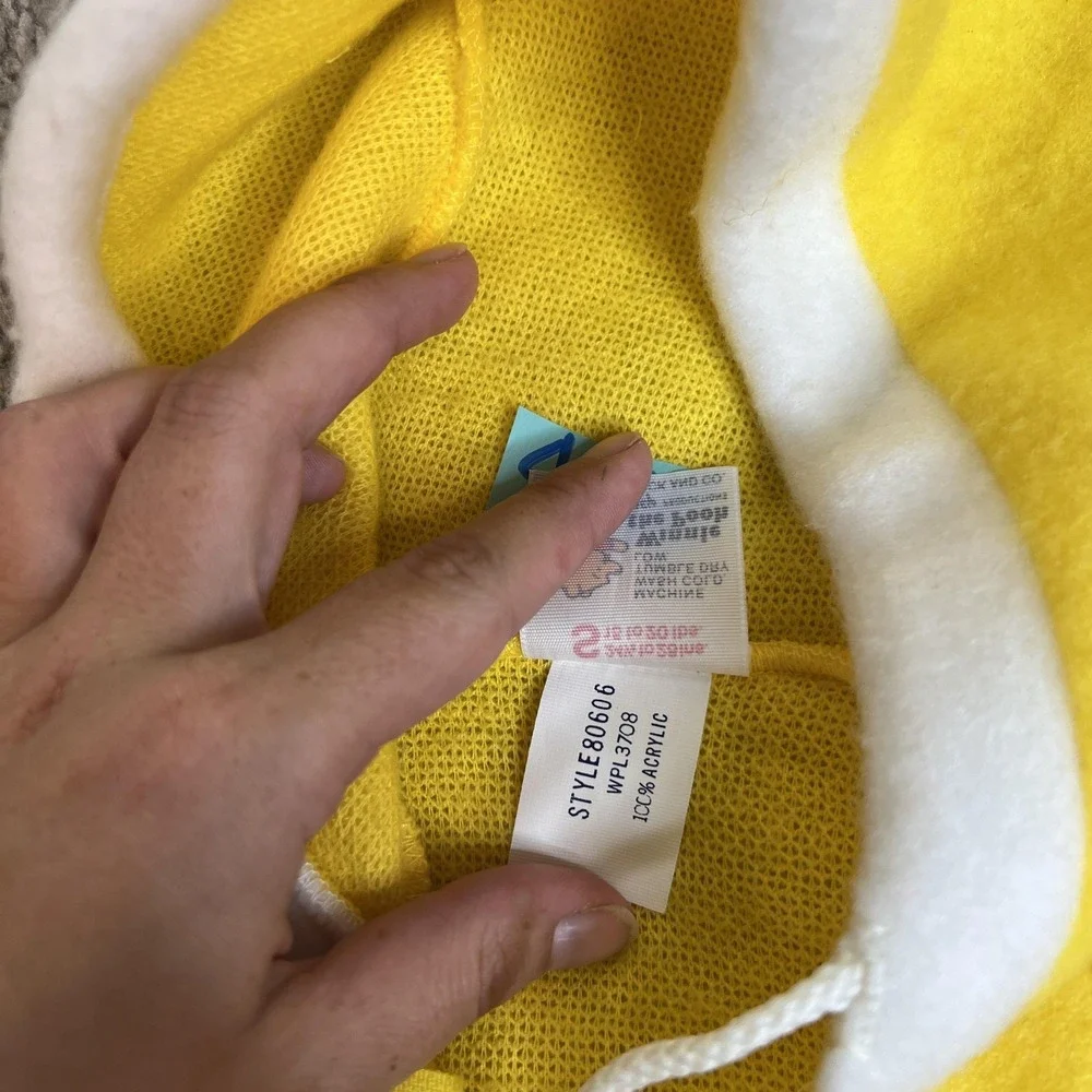 vtg Disney Winnie The Pooh bodysuit 12-18 Months Yellow‎ Hooded Fleece 80s 90s